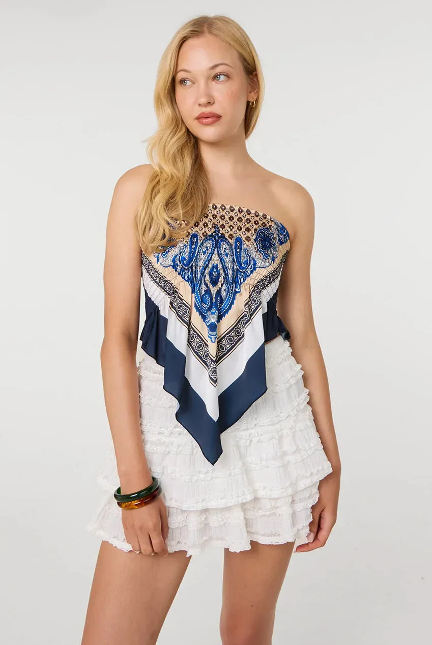 Pink Vanilla Paisley Bandeau Top bandana blu navy taglia unica