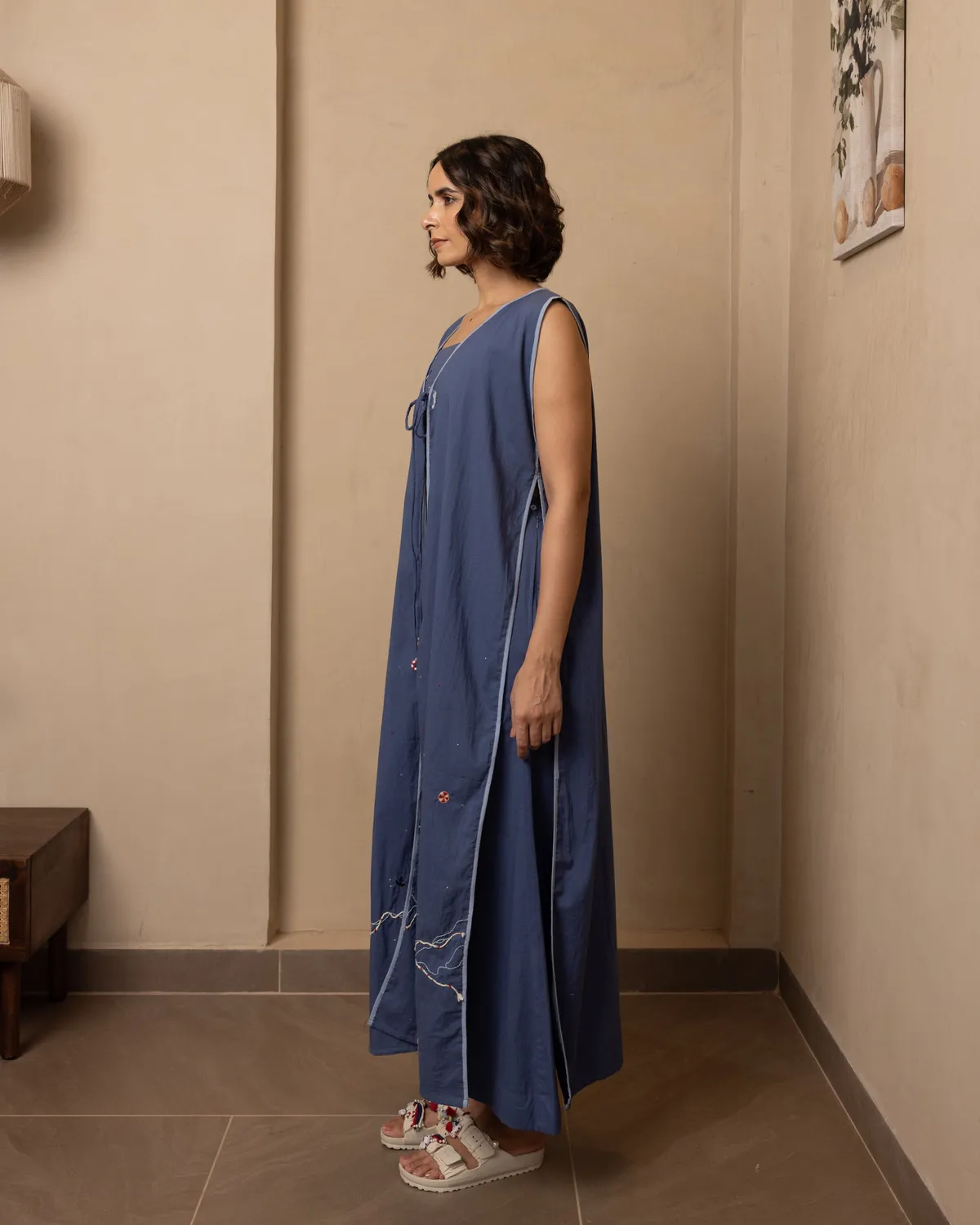 Our Dve Shore completo top blu cotone mare