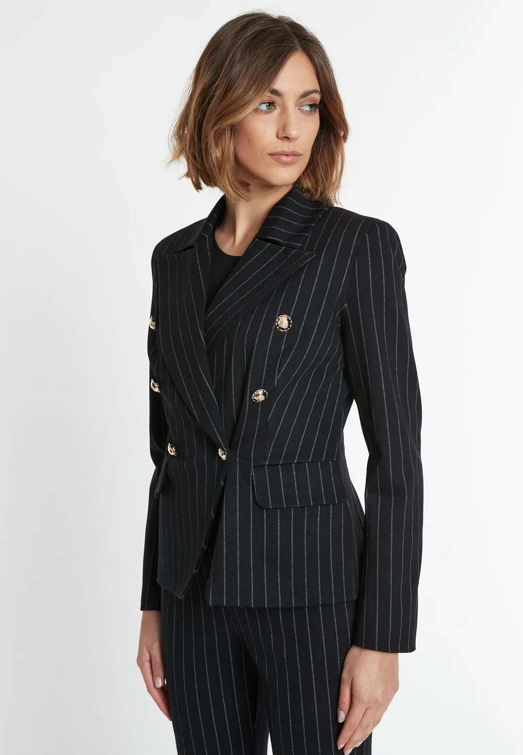 Ana Alcazar Somba blazer gessato sagomato nero