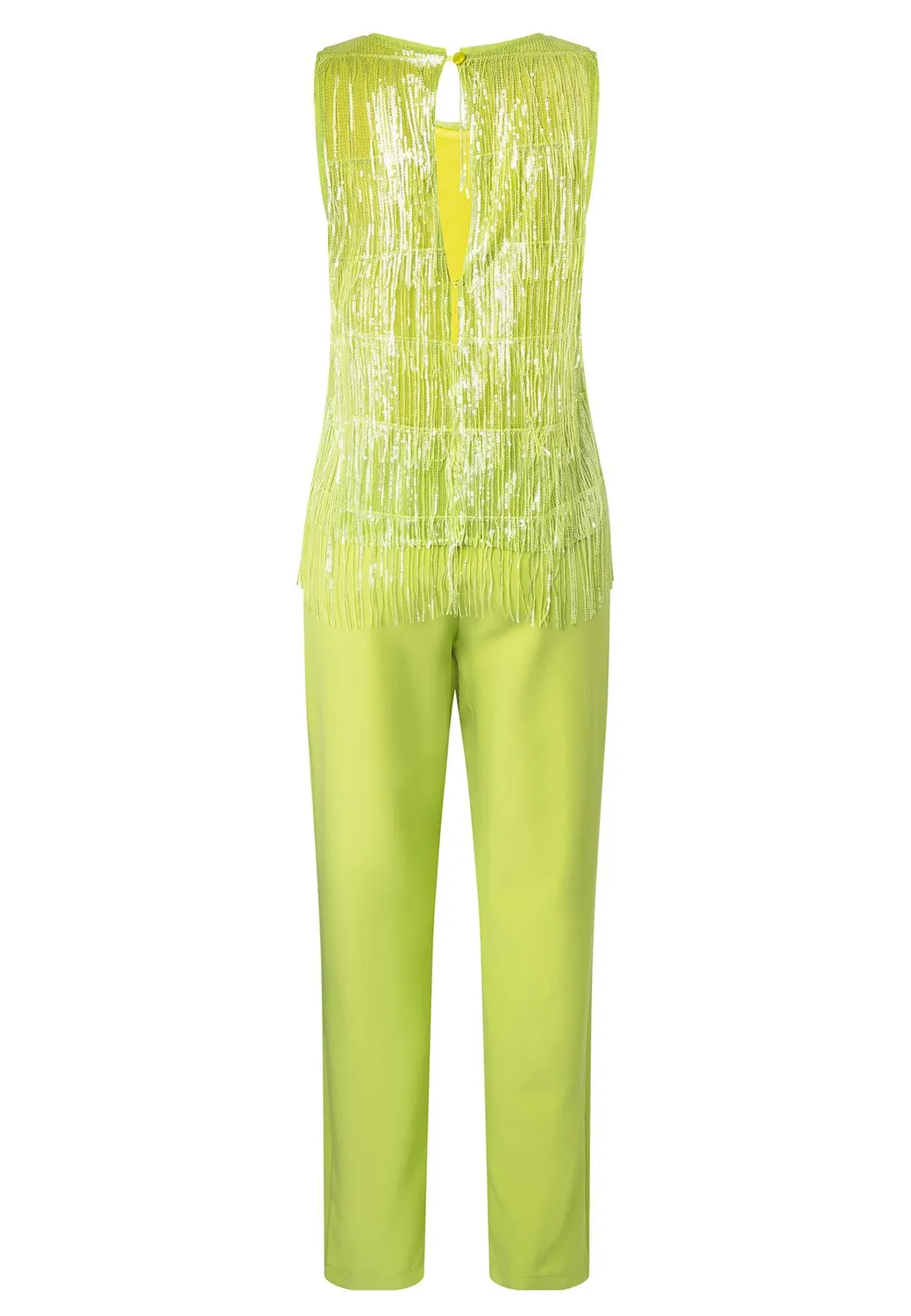Ana Alcazar Riby tuta jumpsuit verde paillettes frange