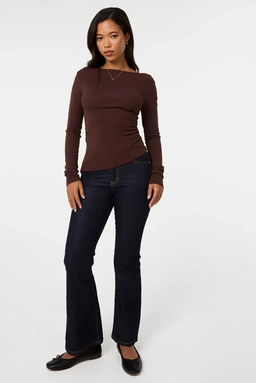 Pink Vanilla Asymmetric top scollo barca cioccolato
