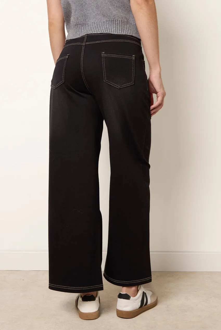 Goddiva Blue Vanilla Stretch Jeans neri vita elastica flare