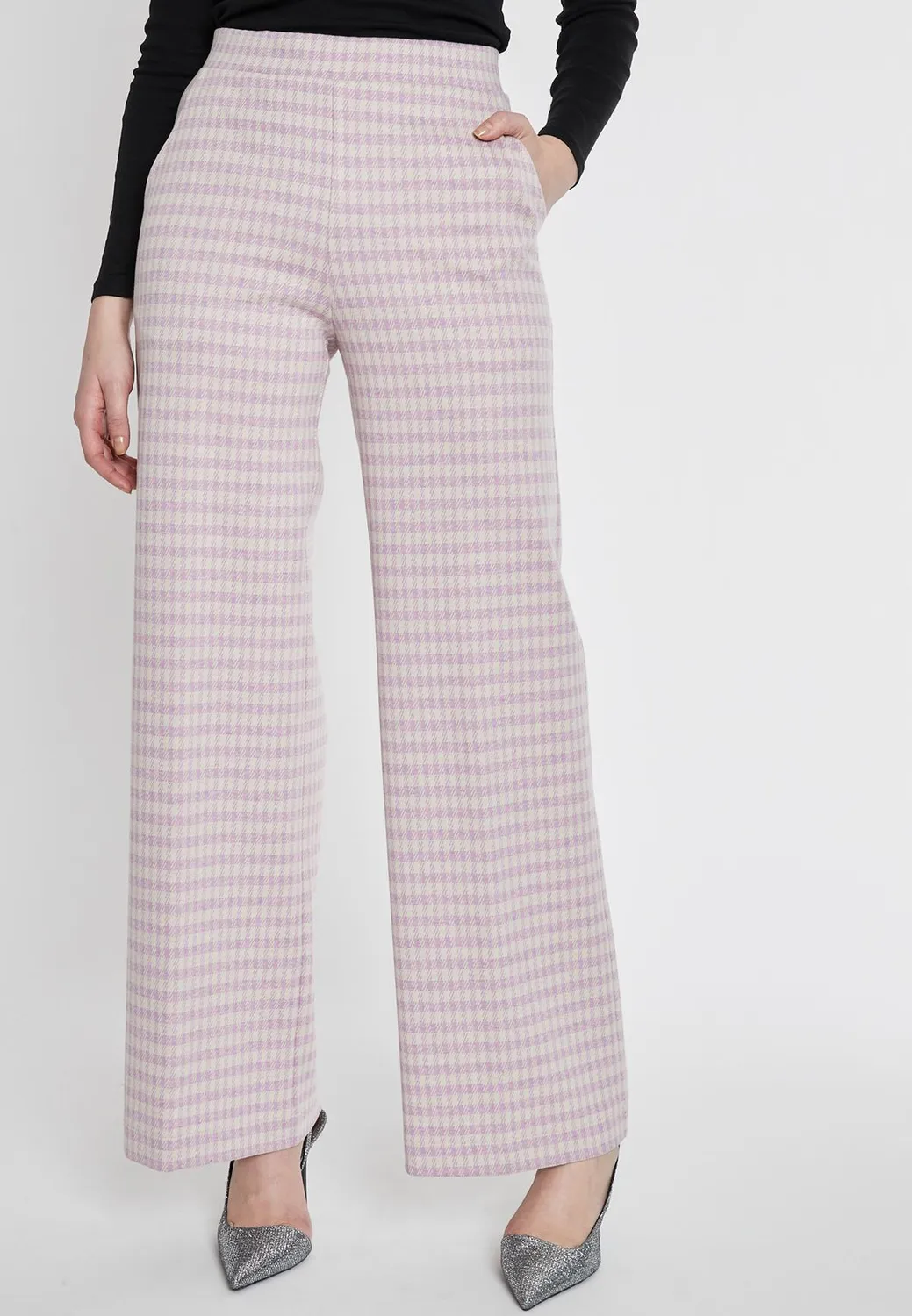 Ana Alcazar Sobera pantaloni palazzo pied-de-poule