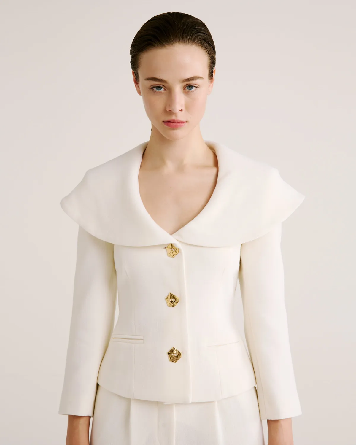 Violante Nessi Amato blazer avorio lana double crepe