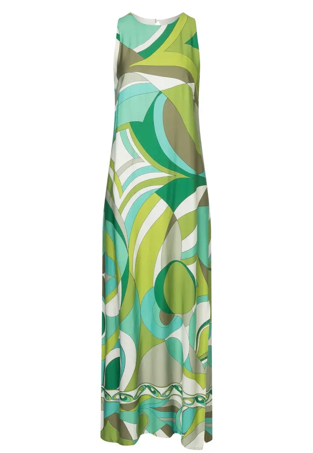 Ana Alcazar Rispy abito lungo satin verde fantasia