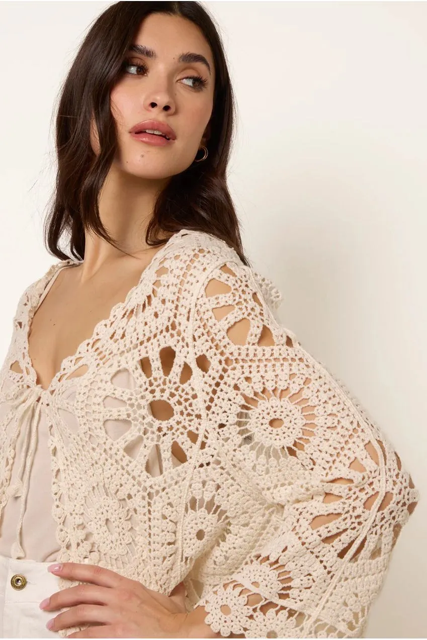 Blue Vanilla Crochet cardigan cotone stone allacciato