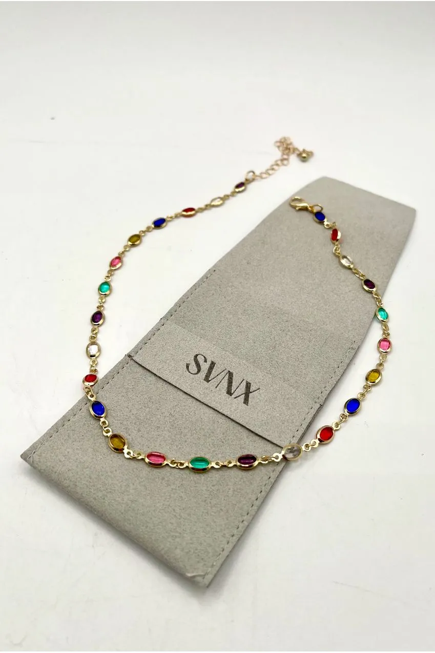 SVNX Oval Chain collana multicolore cristalli