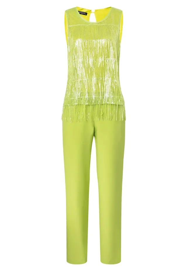 Ana Alcazar Riby tuta jumpsuit verde paillettes frange