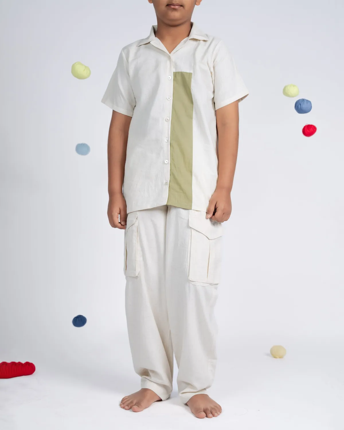 Our Dve Urban Boy completo bambino beige verde 2 pezzi