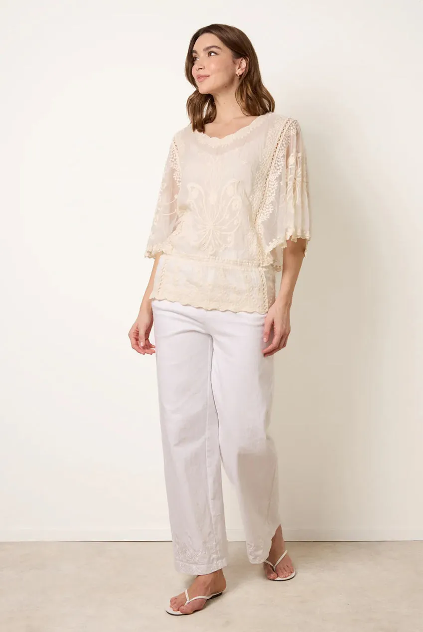 Blue Vanilla Butterfly camicetta stone pizzo cotone