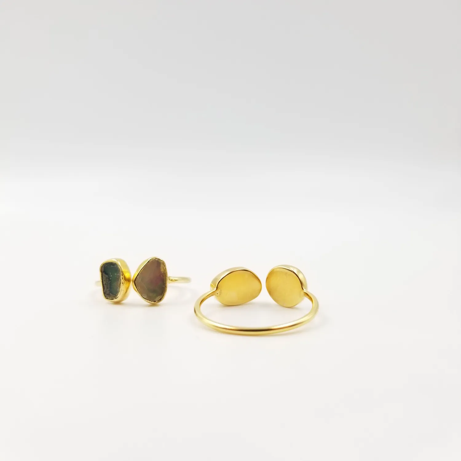 Our Dve 2 Stone Opal anello oro opale argento