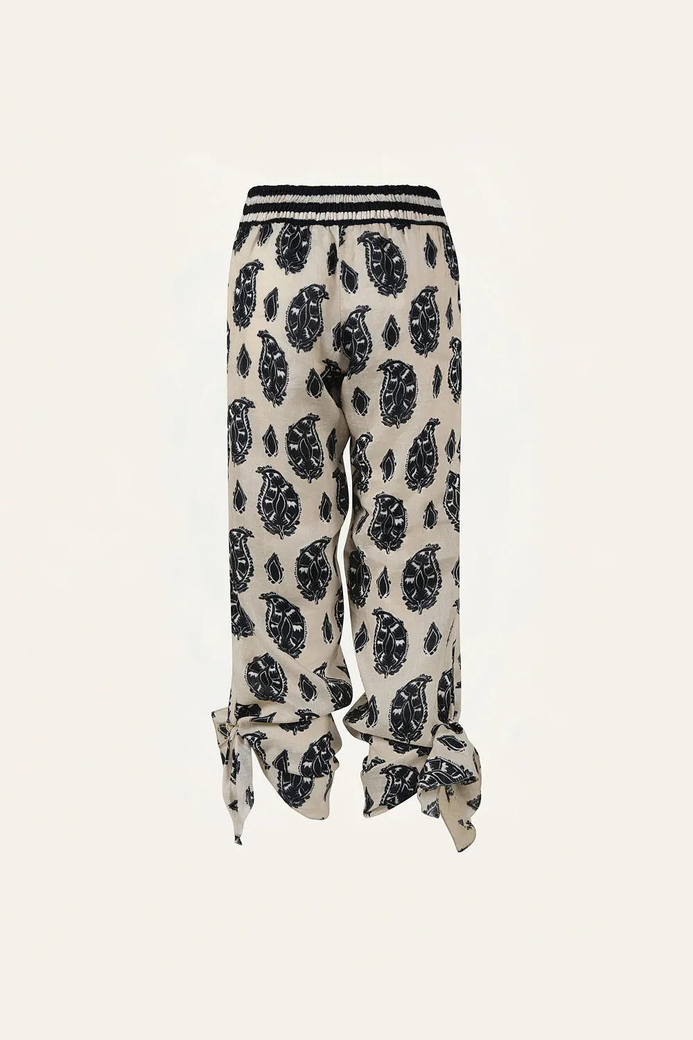 Johanna Ortiz Femininity Dramatic pantaloni lino ecru nero