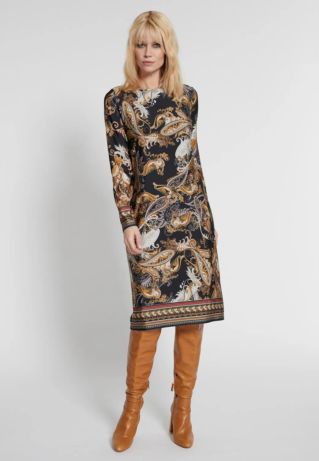 Ana Alcazar Hibale abito paisley dritto marrone