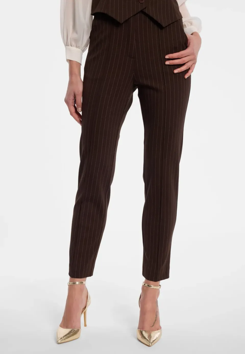 Ana Alcazar Elyrabelle pantaloni sigaretta gessato