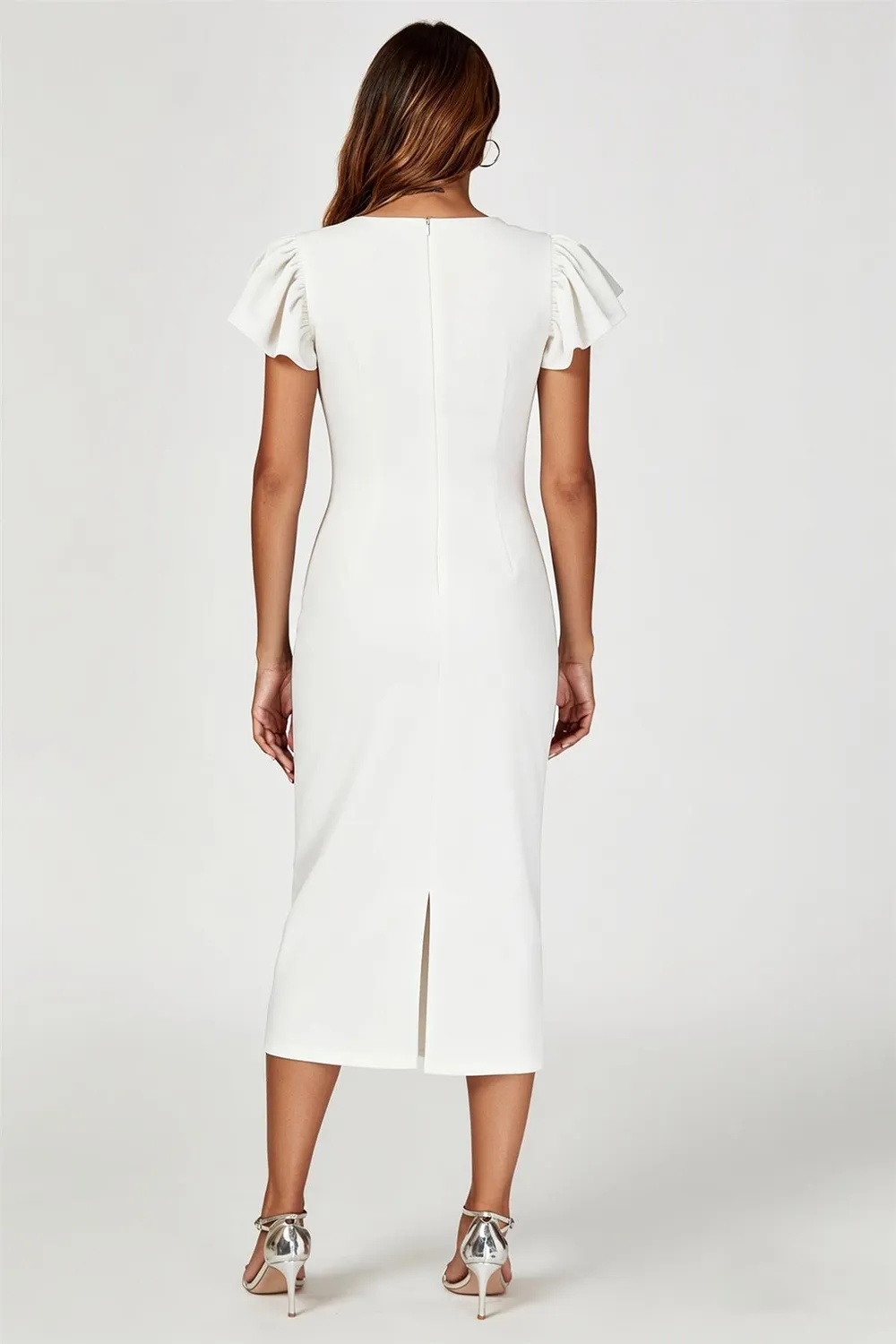 FS Collection Volume Sleeve abito midi bianco bodycon