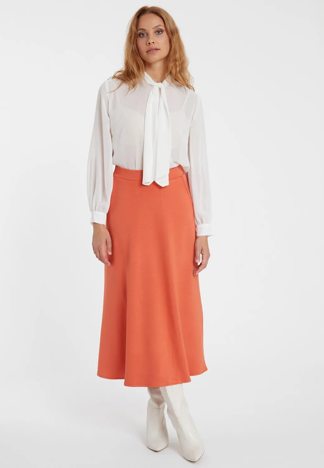Ana Alcazar Sekiny gonna midi arancione jersey