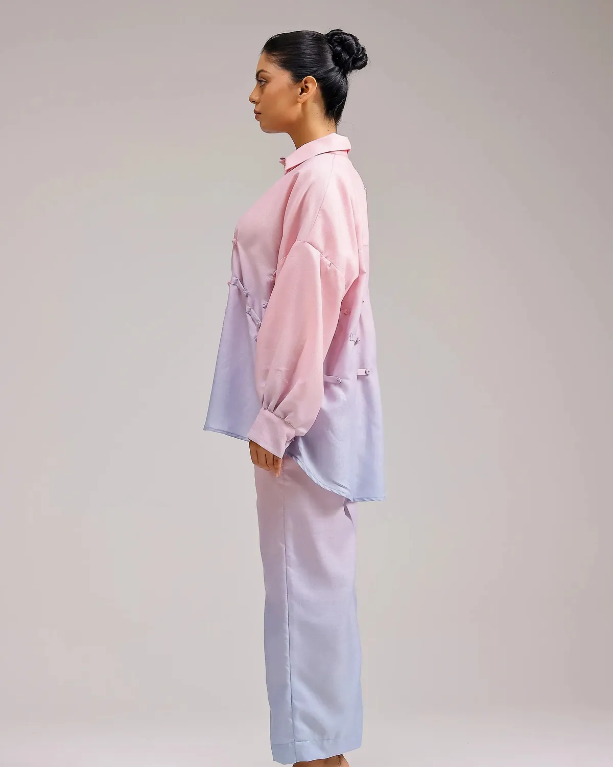 Our Dve Saanjh Ocean Mist Shirt camicia blush sky lino