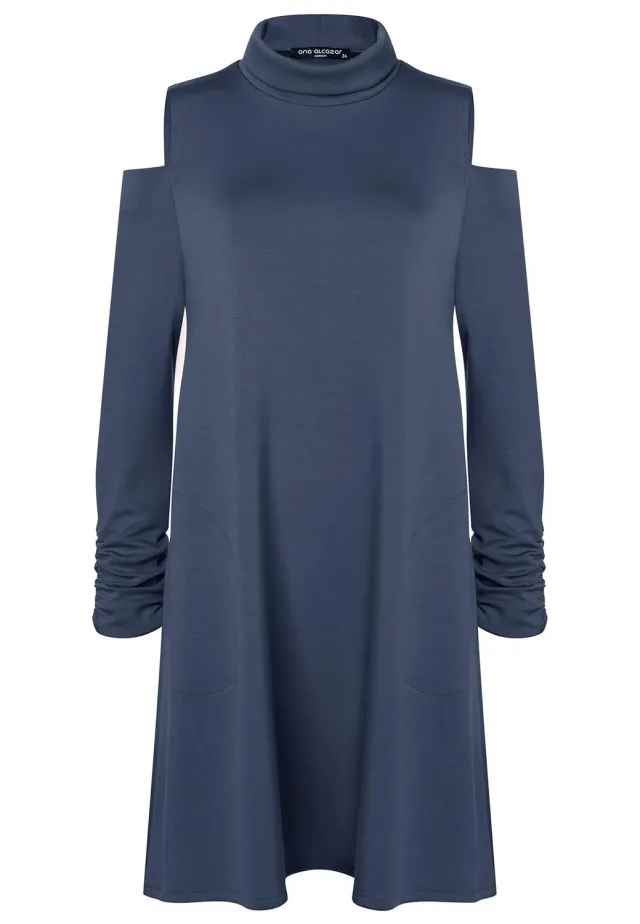 Ana Alcazar Sebaja abito blu jersey cut-out collo alto