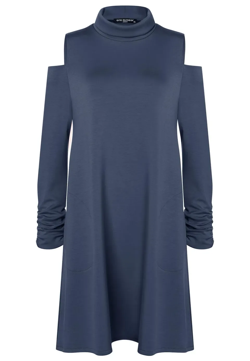Ana Alcazar Sebaja abito blu jersey cut-out collo alto