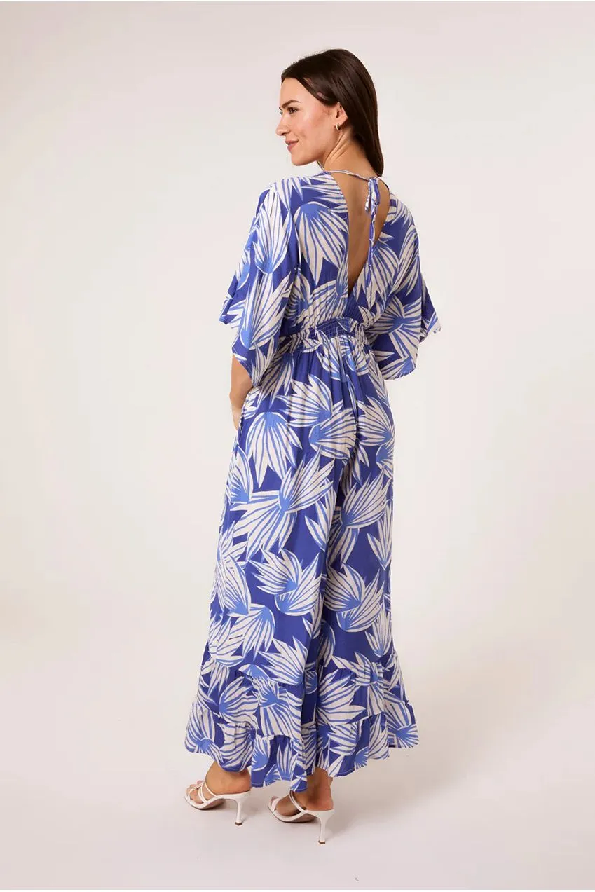 Blue Vanilla Leaf tuta intera blu kimono viscosa