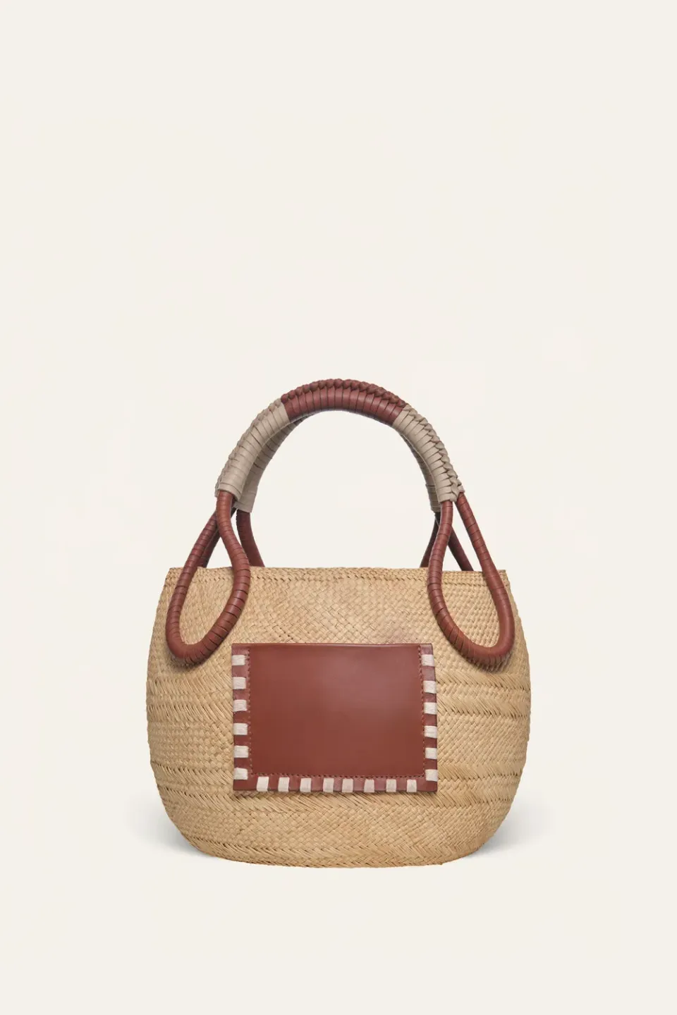 Johanna Ortiz Namba borsa paglia camel ricamata