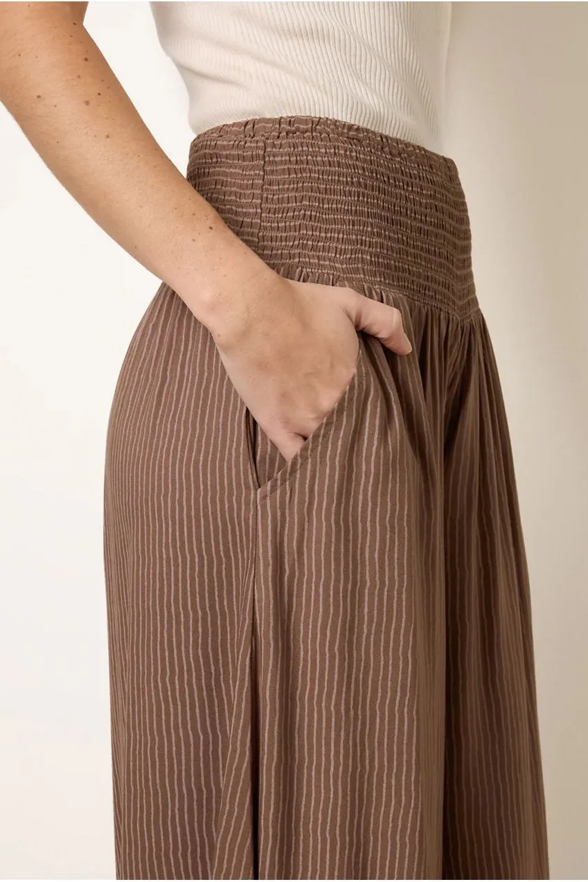 Blue Vanilla Wide Leg pantaloni mocha vita arricciata estivi