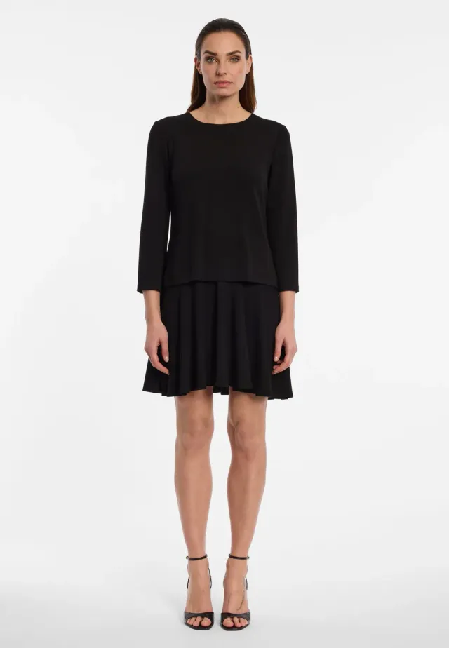 Ana Alcazar Engoly abito jersey nero svasato