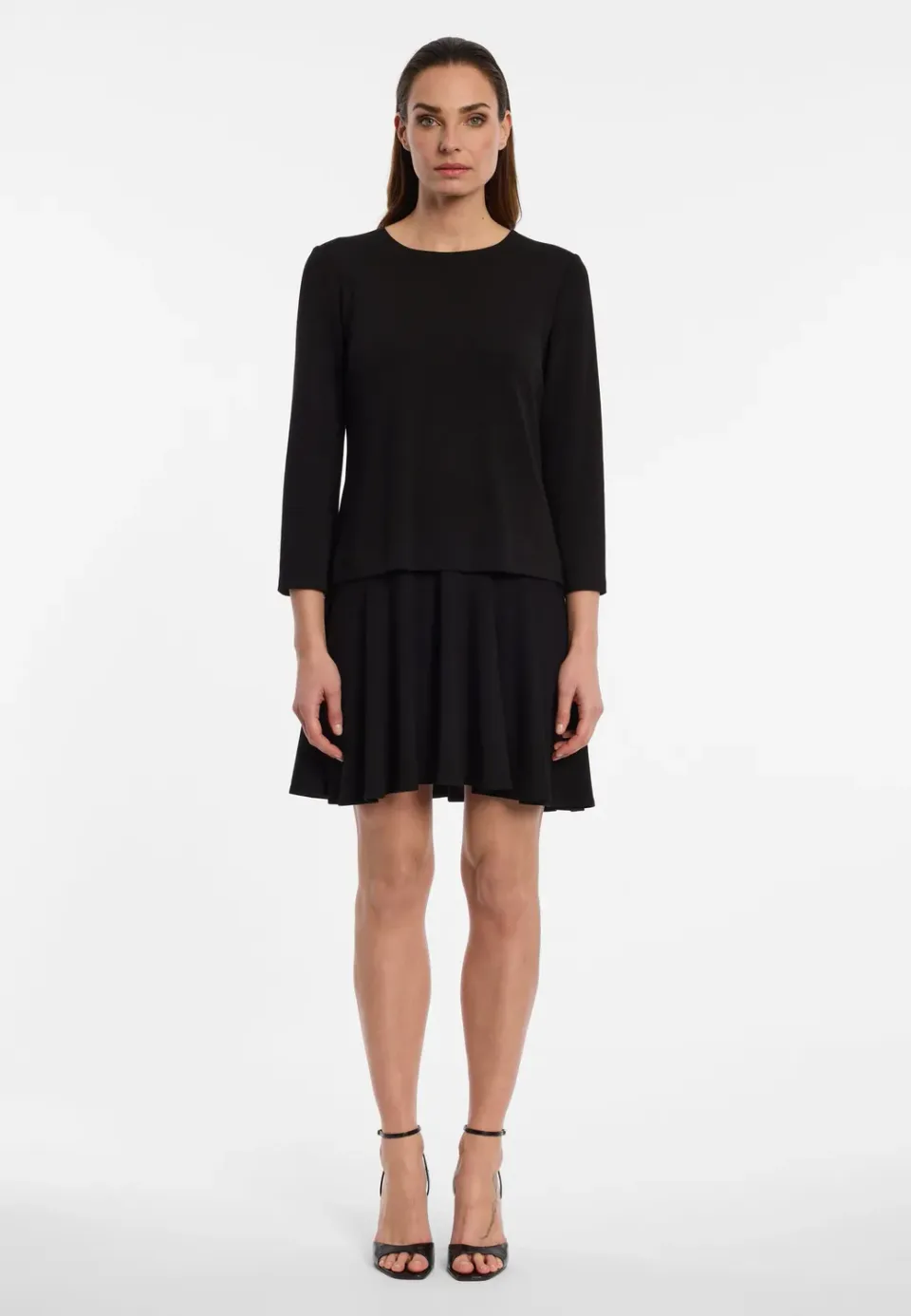 Ana Alcazar Engoly abito jersey nero svasato
