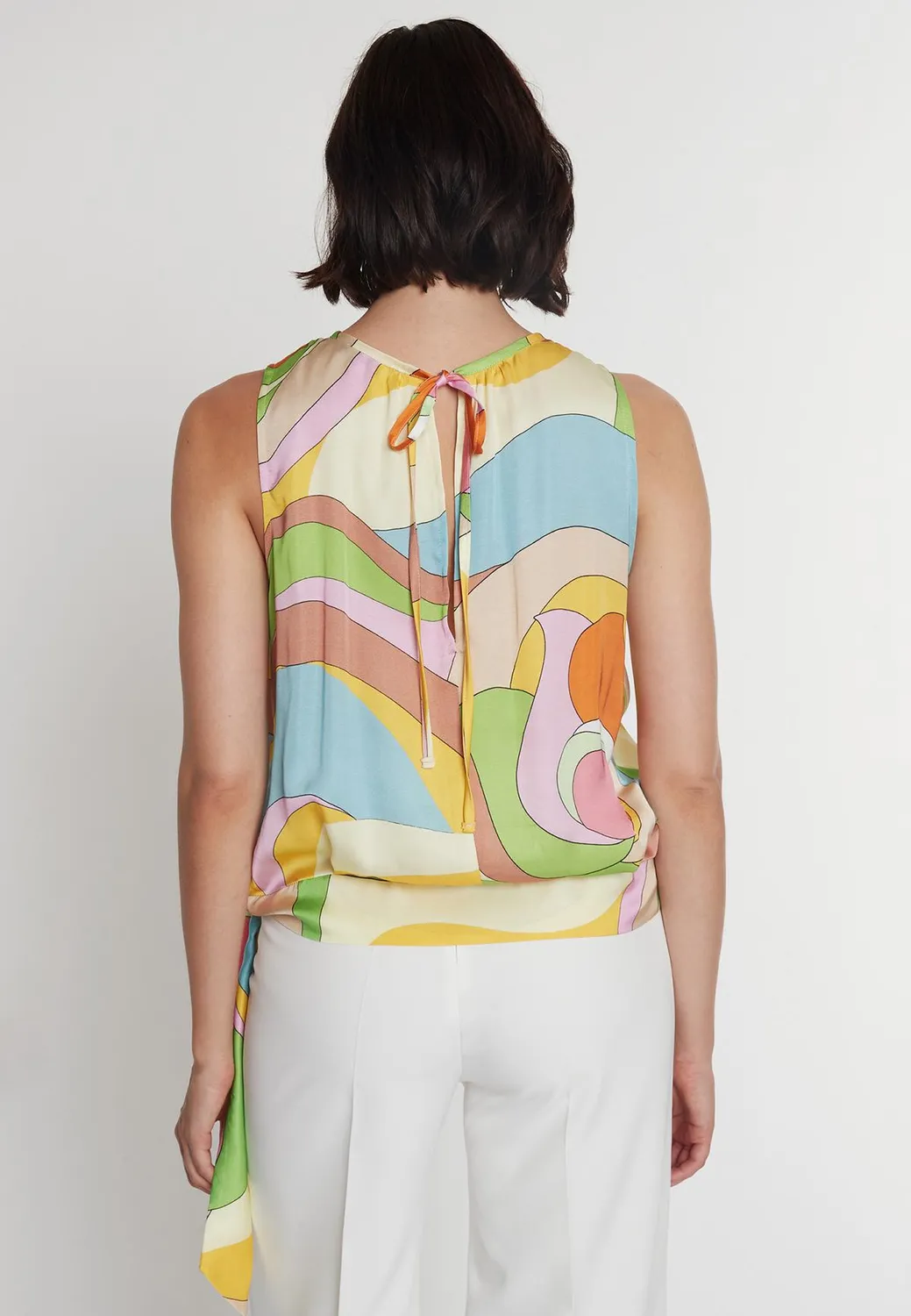 Ana Alcazar Pazyna top satin fantasia pastello con fiocco