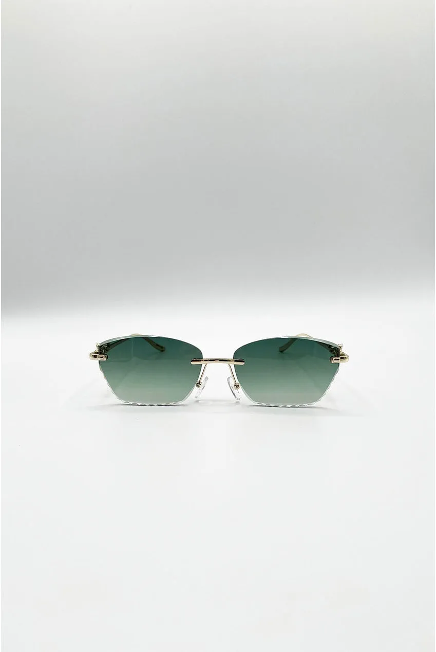 SVNX Cat Eye occhiali da sole verdi lente scura UV400
