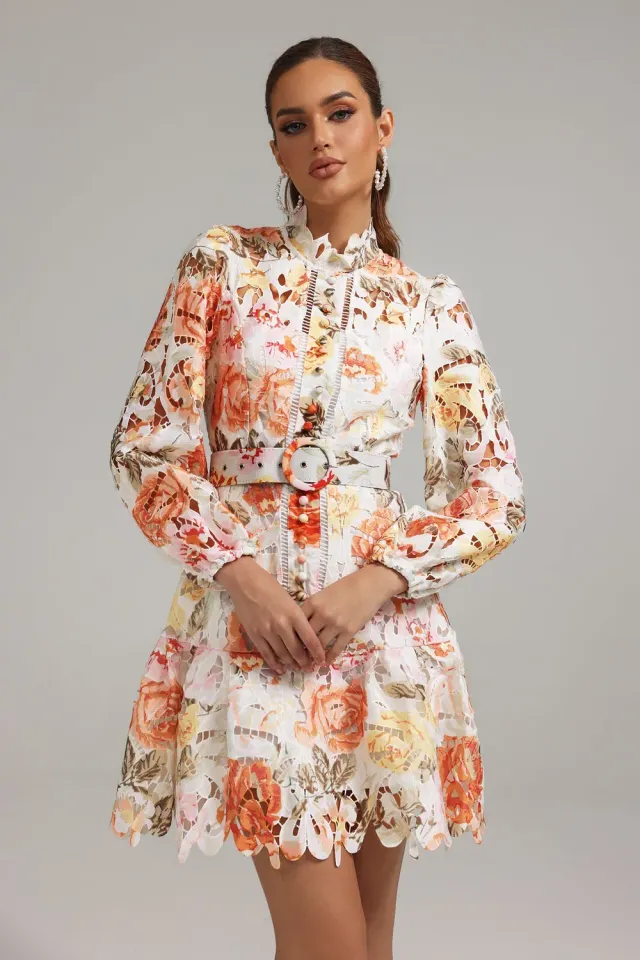 Bella Barnett Jenny abito mini floreale S maniche lunghe