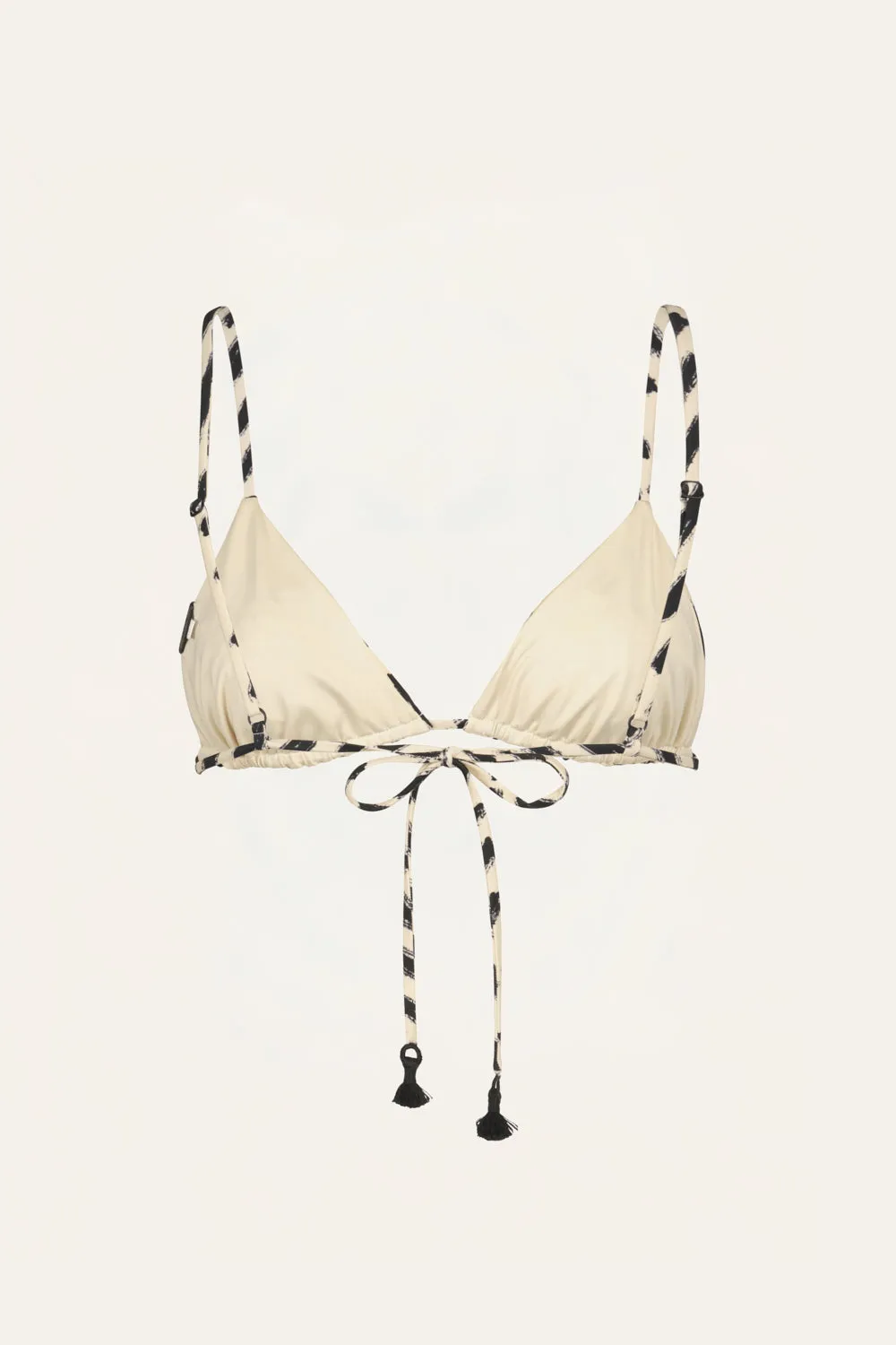 Johanna Ortiz Konibo top bikini triangolo ecru nero