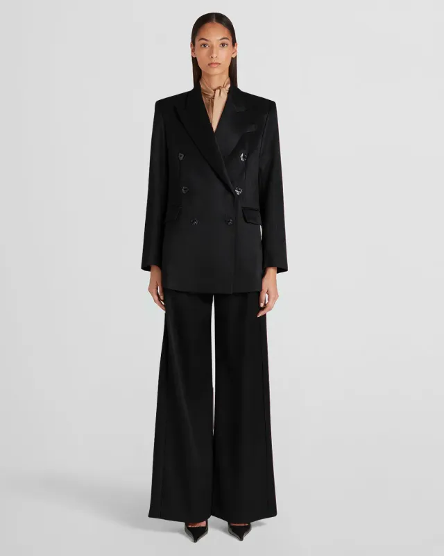 Violante Nessi Sugar blazer doppiopetto nero cady satin