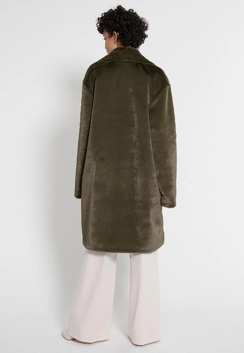 Ana Alcazar Habesa cappotto pelliccia ecologica kaki