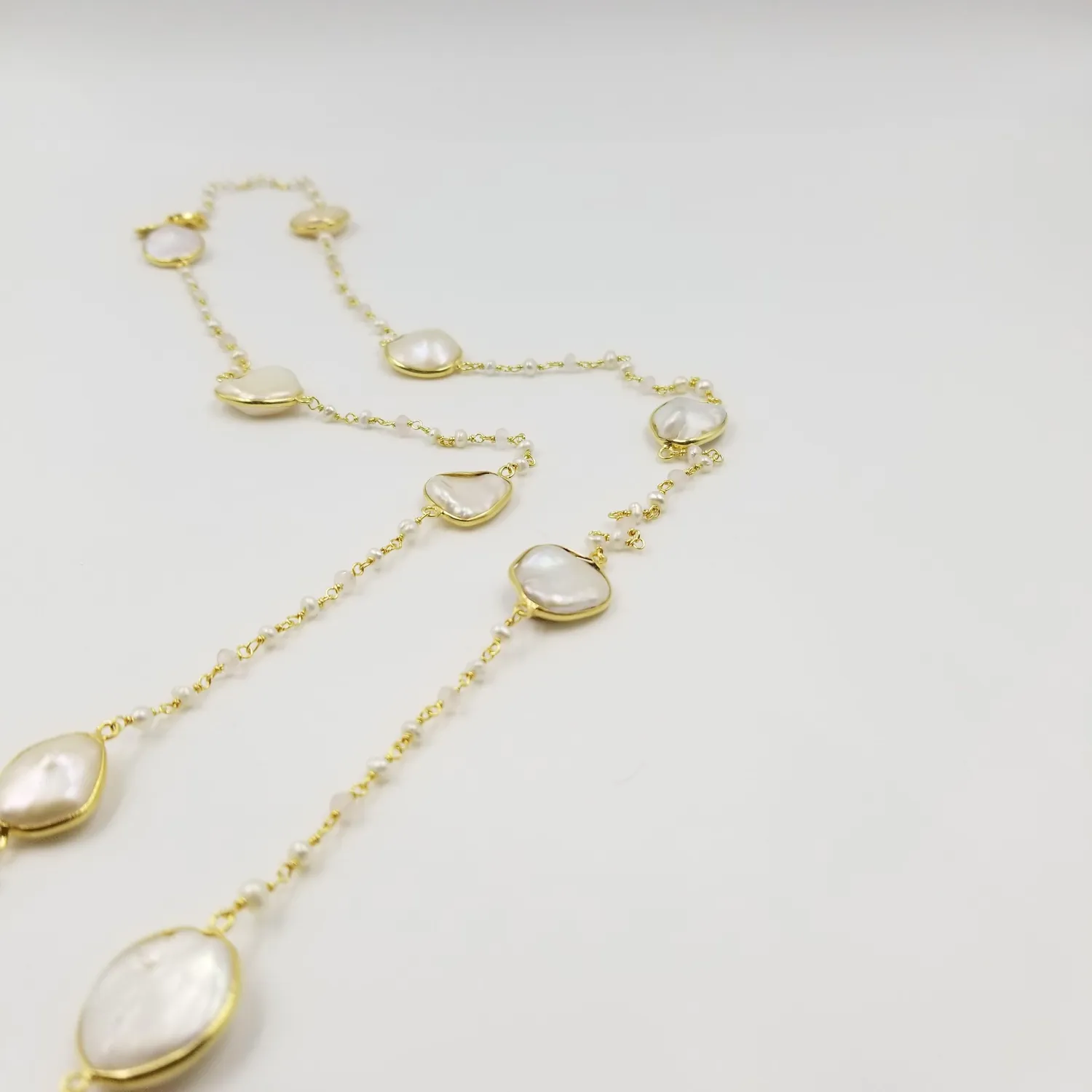 Our Dve Oval Pearl Rose Quartz collana oro perle