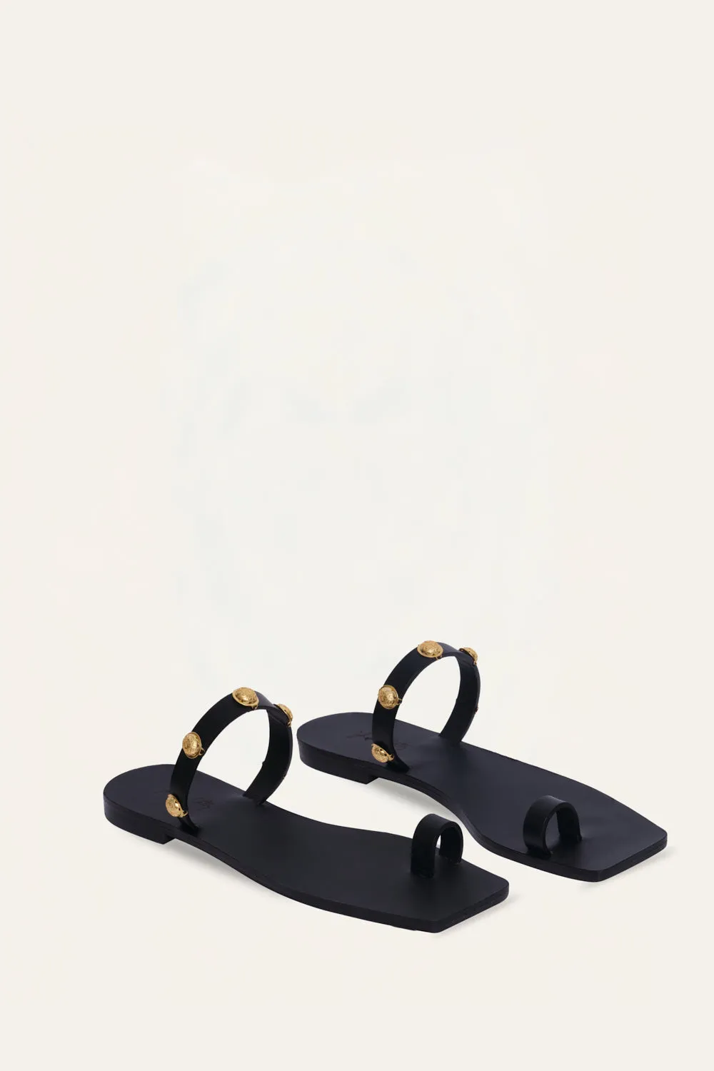 Johanna Ortiz Jungle Luxe sandali flat pelle neri oro