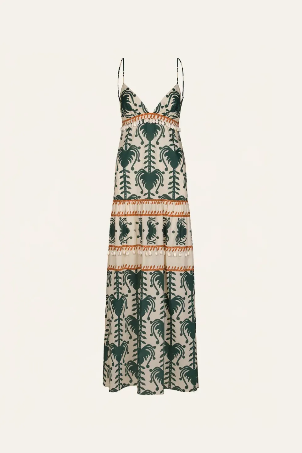 Johanna Ortiz Keeper abito maxi cotone verde ecru