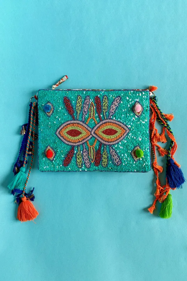 Antica Sartoria DV720 pochette clutch turchese cotone