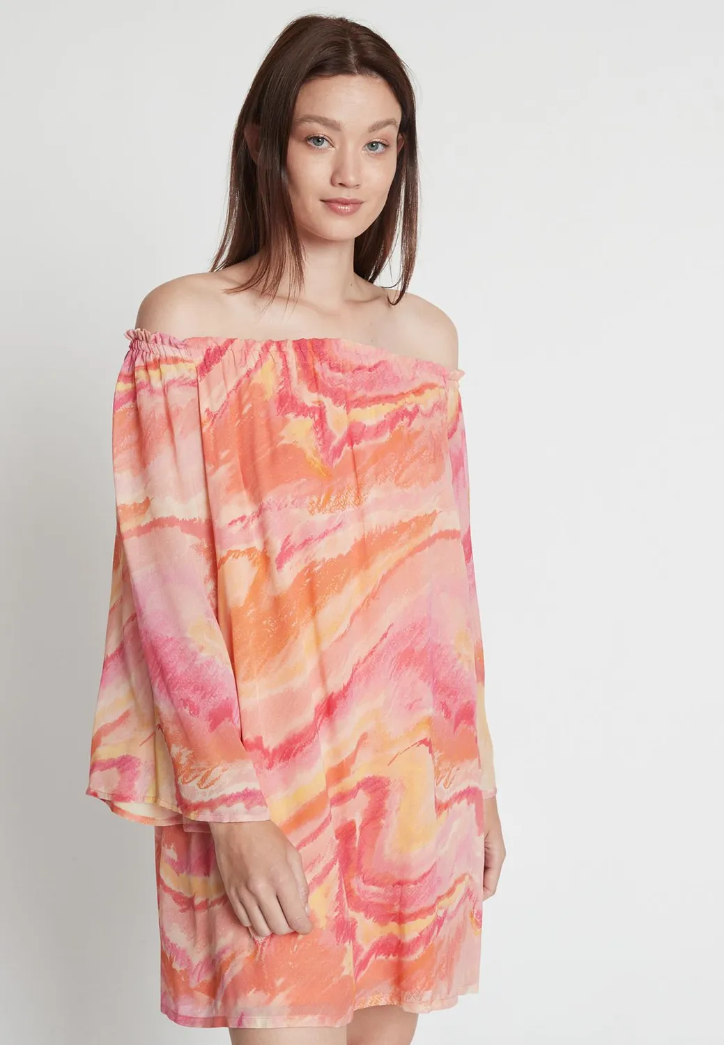 Ana Alcazar Refina abito Carmen chiffon tramonto