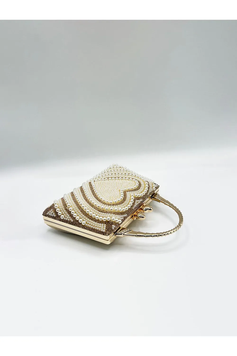 Goddiva Heart Pearl Clutch HB362624 pochette oro perle