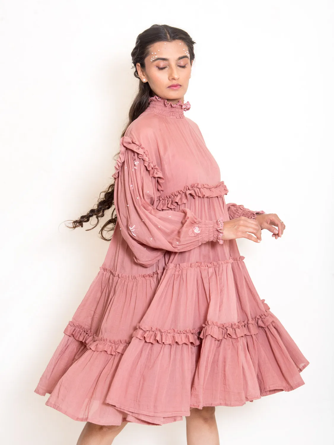 Our Dve Squid Dress vestito cotone rosa cipria