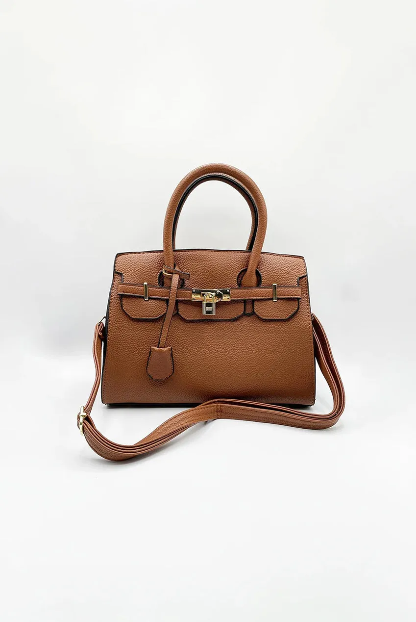 SVNX HB364906 borsa bauletto marrone effetto testurizzato