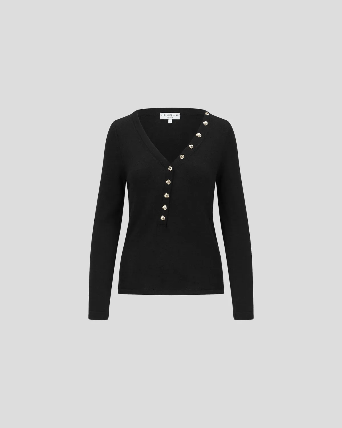 Violante Nessi Rotella top nero cashmere scollo V