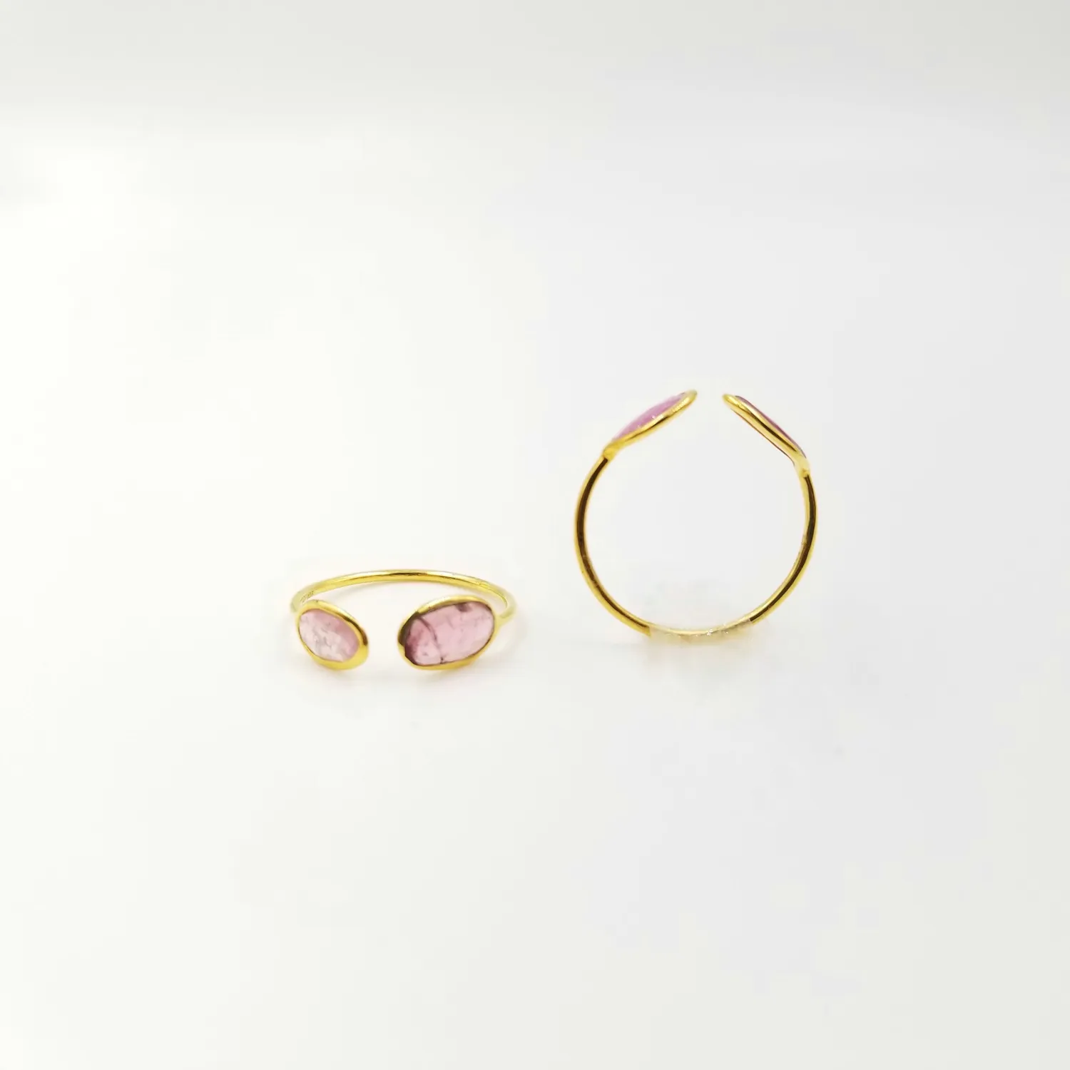 Our Dve 2 Stone Tourmaline anello oro misura 7