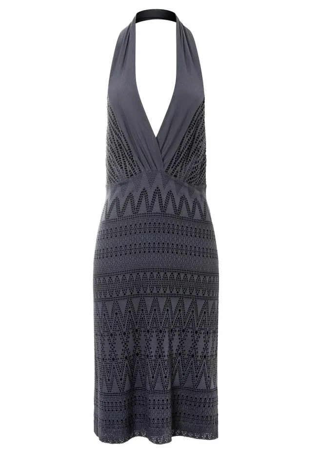 Ana Alcazar Pisea abito pizzo antracite collo halter
