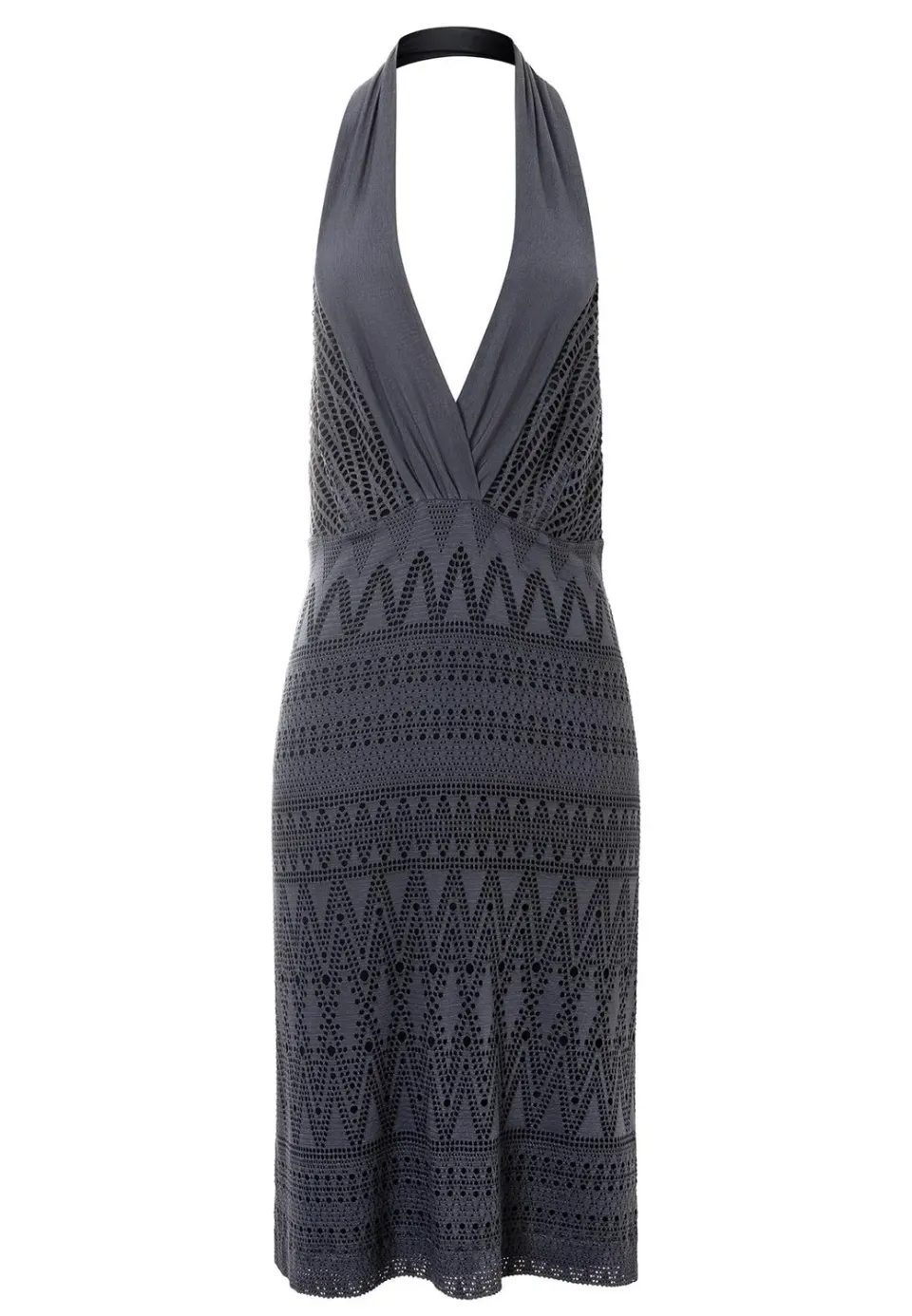Ana Alcazar Pisea abito pizzo antracite collo halter