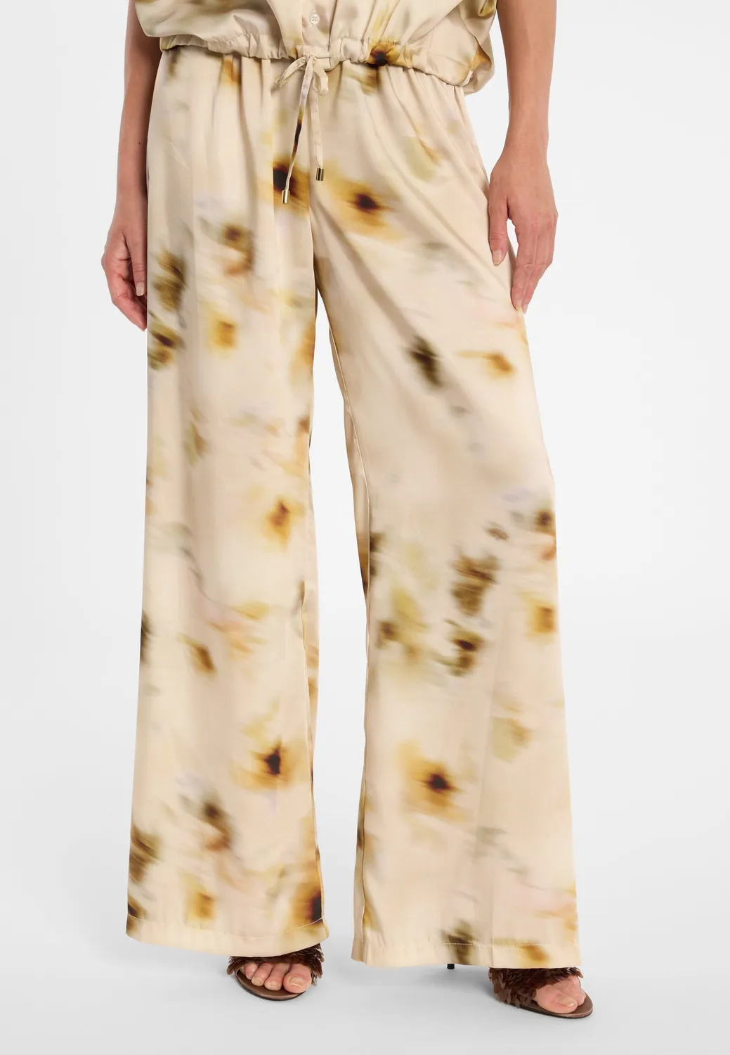 Ana Alcazar Dorna pantaloni palazzo raso beige