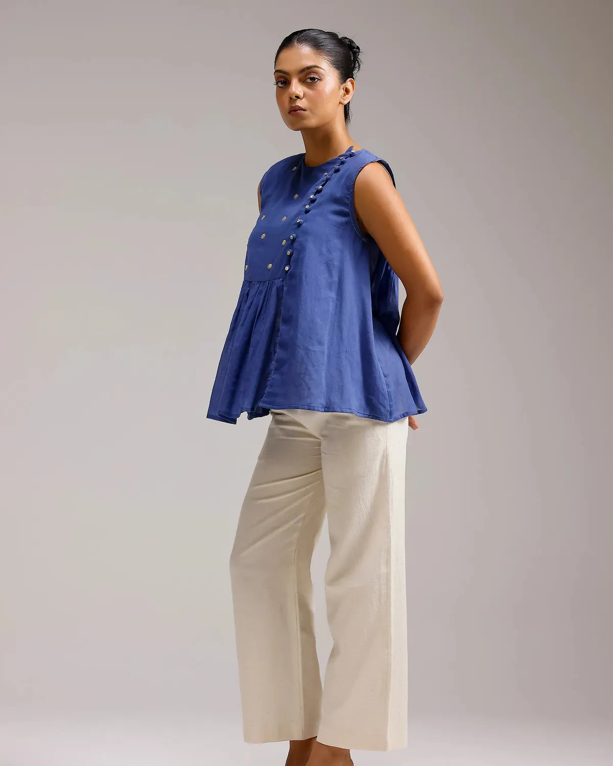 Our Dve Saanjh Flow Top top blu scuro mull