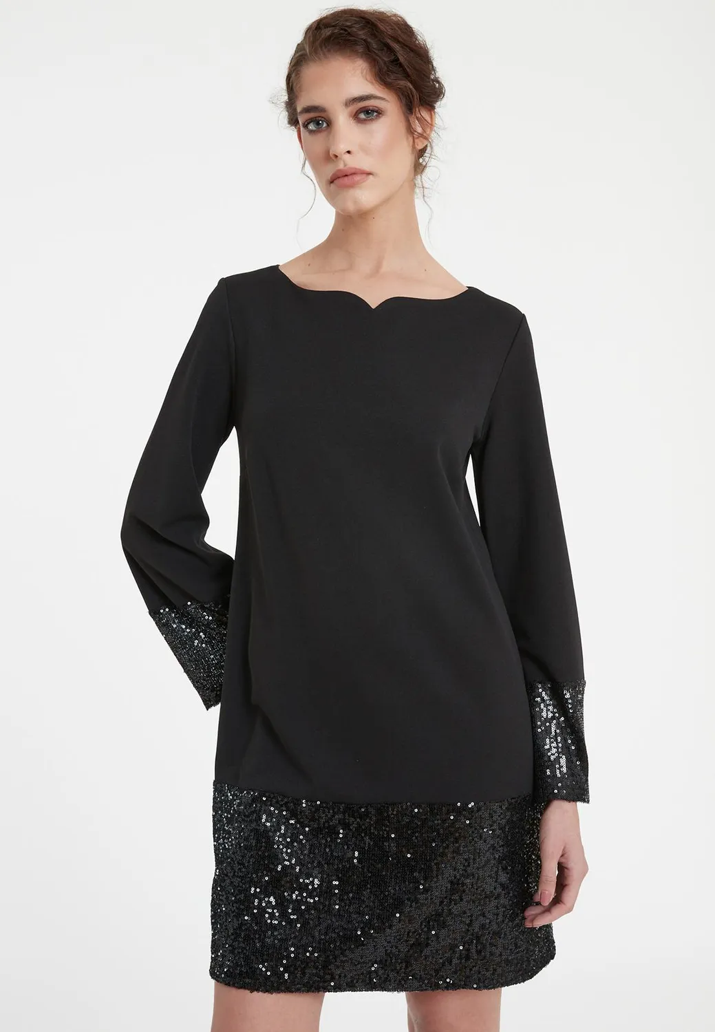 Ana Alcazar Tadora abito tunica nero paillettes