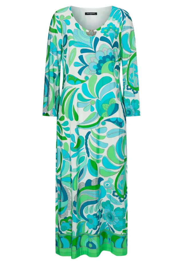 Ana Alcazar Riali caftano maxi jersey foglie